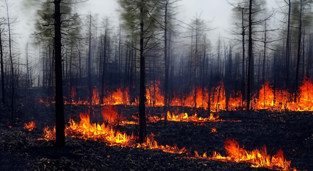 Wald inmitten von Feuerflammen