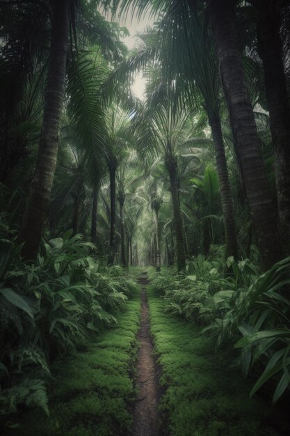 Wald mit Palmen Ai generativ