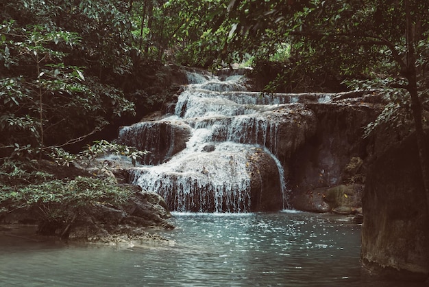 Wald und Wasserfall am Ton Nga Chang Wasserfall Songkhla Thailand Touristische Attraktion und berühmte Sehenswürdigkeiten natürliche Outdoor-Dschungellandschaft