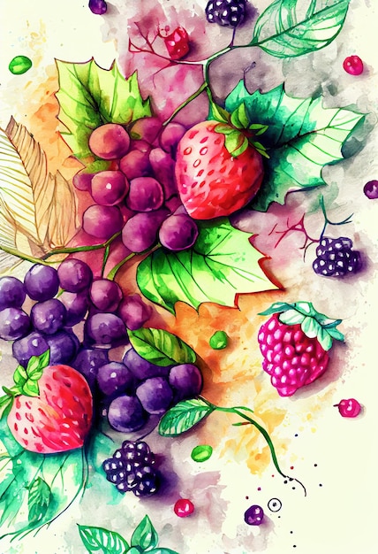 Waldbeeren Aquarell abstrakter Hintergrund