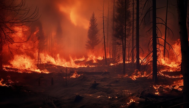 Waldbrände, die durch die globale Erwärmung verursacht werden