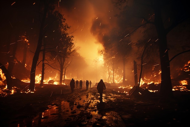 Waldbrand im Wald, Naturkatastrophe, unkontrolliertes Feuer