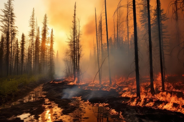 Foto waldbrand serie von brandanschlägen oder die folgen eines blitzschlags