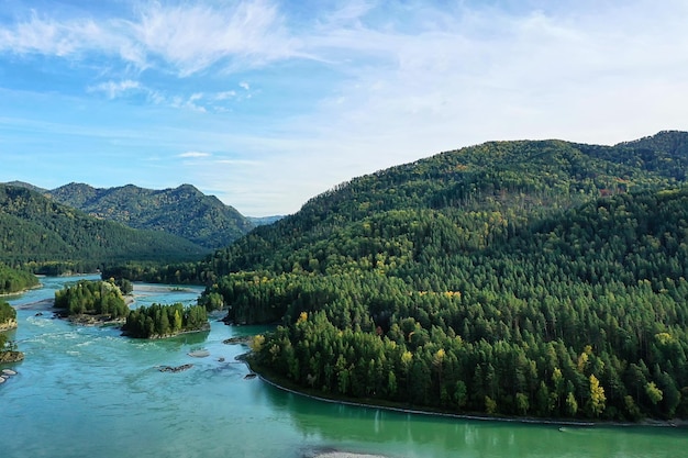 Waldsee-Draufsicht, Landschaftsnaturansicht Wald, Hintergrund