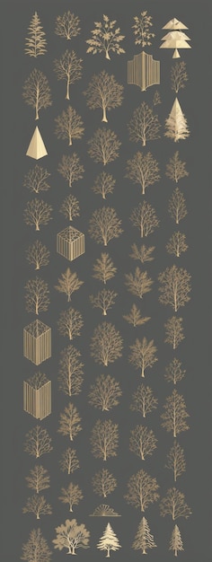 Waldskizzenpapierdesign mit kunstvollen Illustrationen