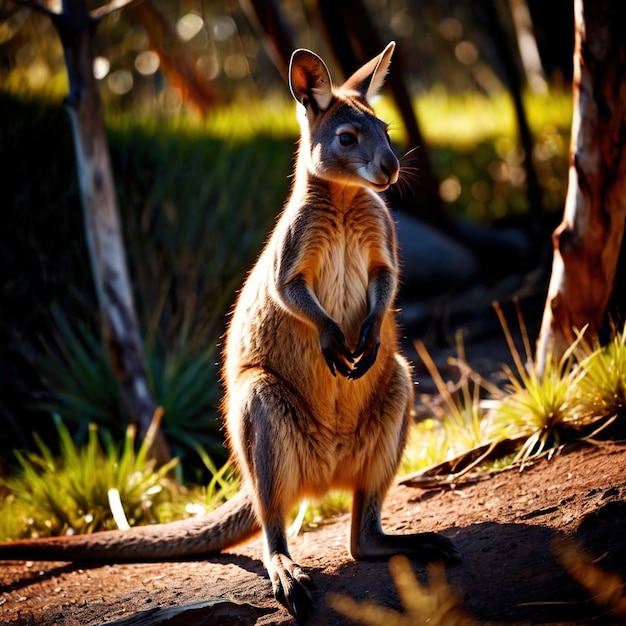 Foto wallaby animal selvagem que vive na natureza parte do ecossistema