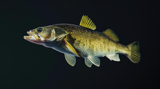 Foto walleye no fundo preto sólido