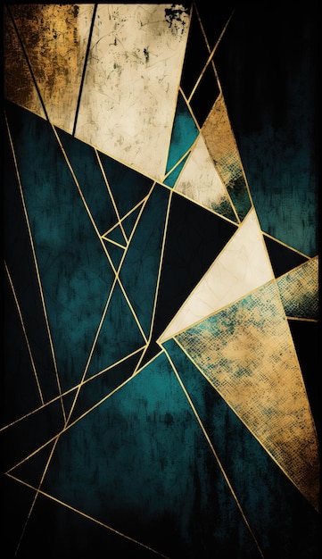 Wandbild abstrakter Hintergrund Textur Wandkunst in blauen Gold- und Weißtönen Generative Ai