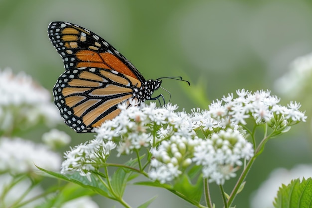 Foto wanderer alimentando-se de ossos no deserto de illinois bela borboleta monarca em ossos comuns
