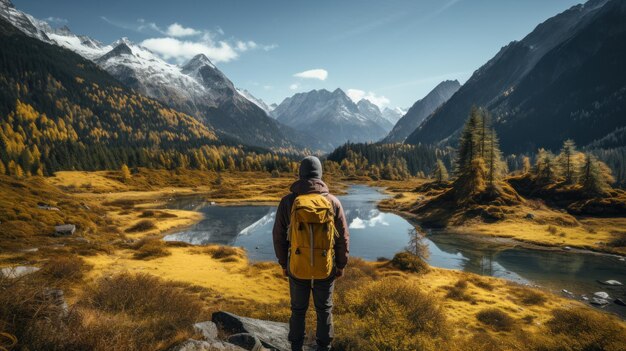 Foto wanderer fühlt sich frei rücksicht