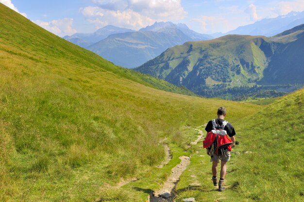 Wanderer in Berglandschaft