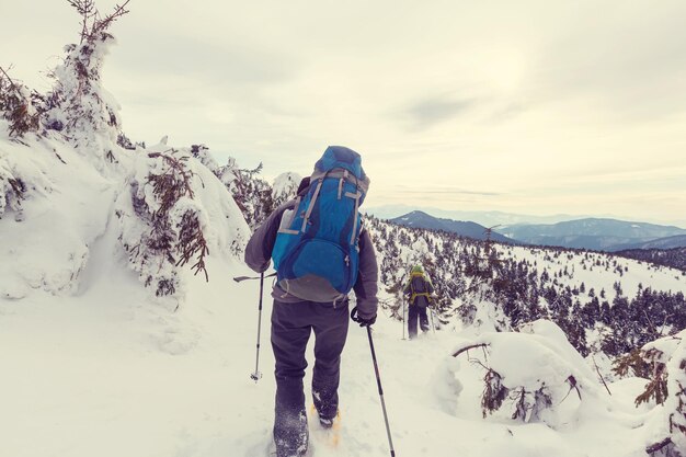 Wanderer in den Winterbergen