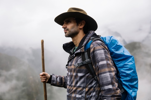 Wanderer in Machu Picchu, Peru