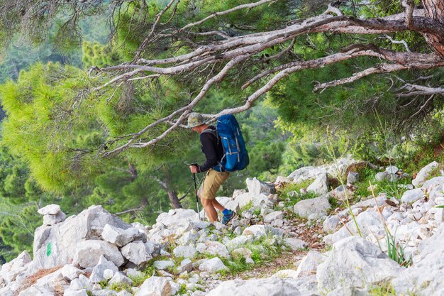 Wandern auf dem berühmten Lykischen Weg in der Türkei. Backpacker auf der Spur.