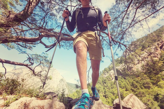 Wandern auf dem berühmten Lykischen Weg in der Türkei. Backpacker auf der Spur.