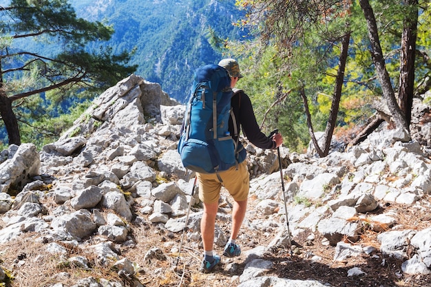 Wandern auf dem berühmten Lykischen Weg in der Türkei. Backpacker auf der Spur.