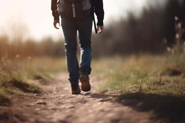 Wandern entlang des Weges Eine Reise durch die freie Natur