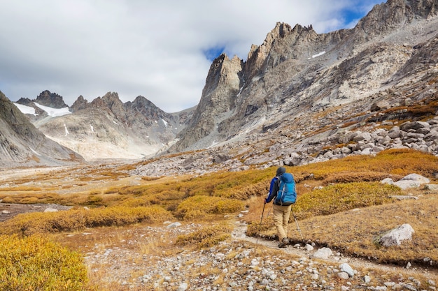 Wanderung in der Wind River Range in Wyoming, USA. Herbstsaison.