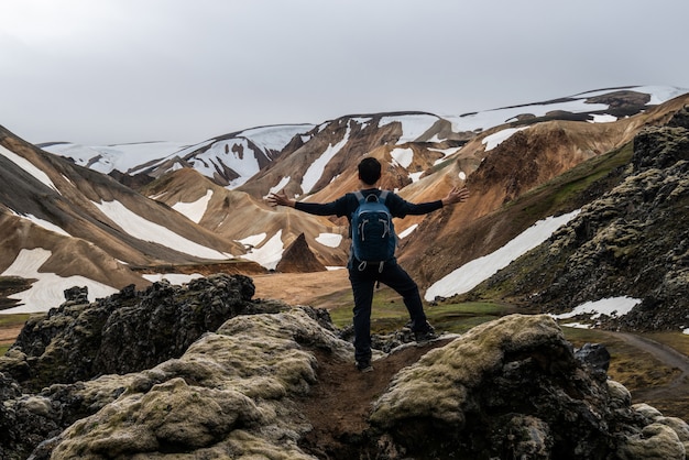 Wanderwanderung im Landmannalaugar Island Highland