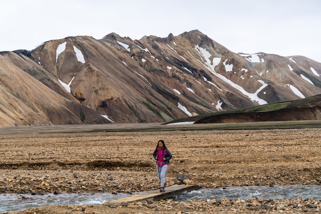 Wanderwanderung im Landmannalaugar Island Highland