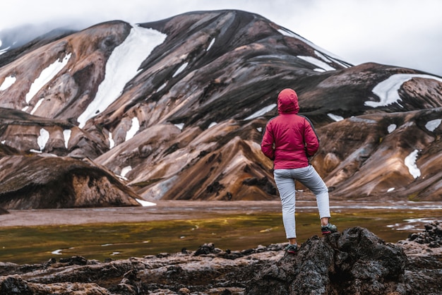 Wanderwanderung im Landmannalaugar Island Highland