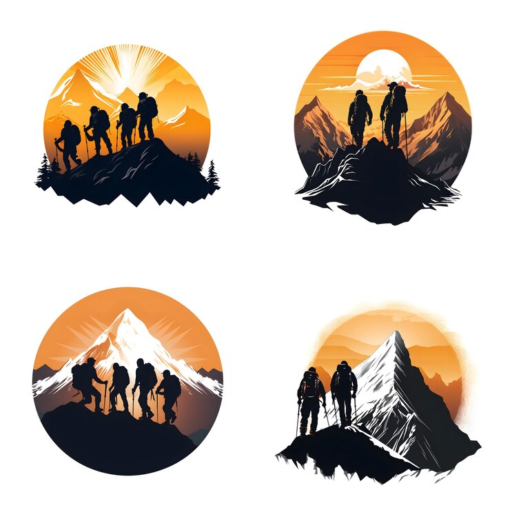 Foto wanderweg durch die berge illustrationen für t-shirt-design