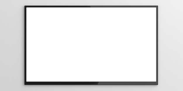 Foto wandfernseher auf weißem hintergrund 3d-darstellung