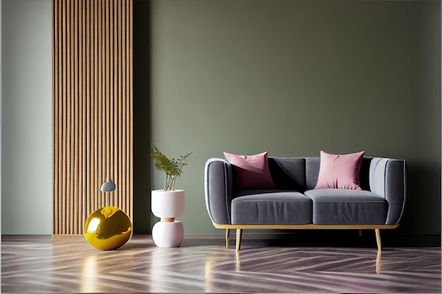 Wandhintergrund minimalistisches Sofa Marmormuster aus Holz
