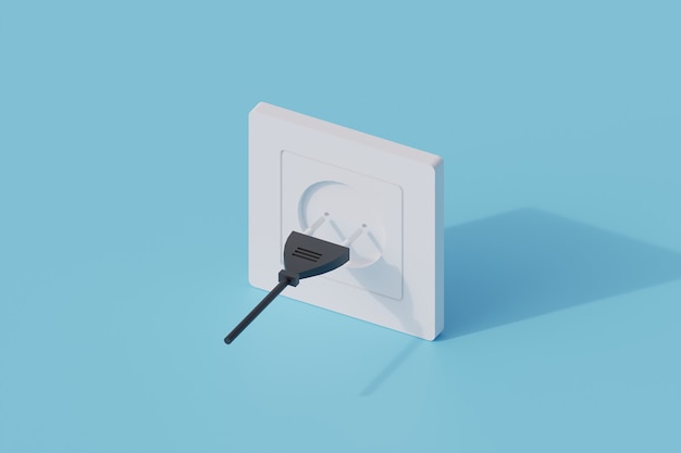 Wandstecker einzelnes isoliertes Objekt. 3D-Render-Illustration isometrisch