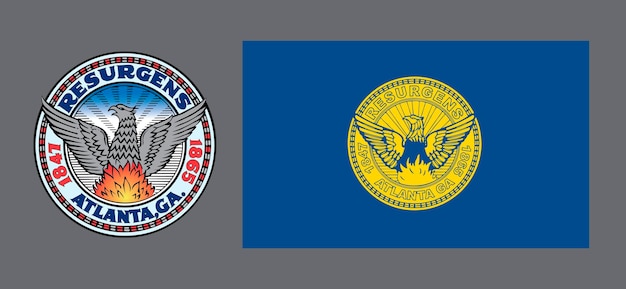 Wappen und Flagge der Stadt USA Atlanta Hintergrund für Designer