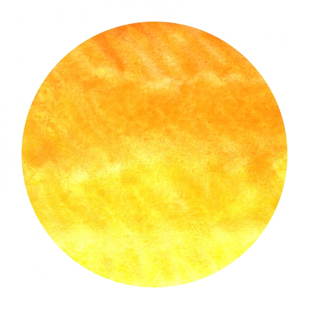 Warme gelbe Hand gezeichnete Aquarellkreisrahmen-Hintergrundbeschaffenheit mit Flecken