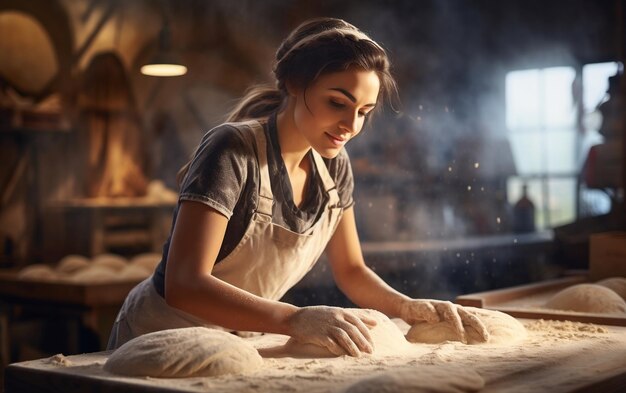 Warmer Blick einer weiblichen Bäckerin Generative KI