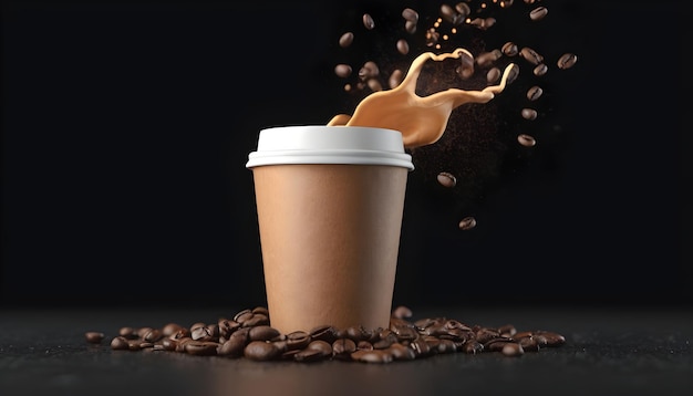 Warmer Espresso-Morgenkaffee in einem Kartonbecher