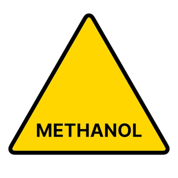 Foto warnzeichen für methanolgas dreieck aufkleber etikett schild symbol auf durchsichtigem hintergrund
