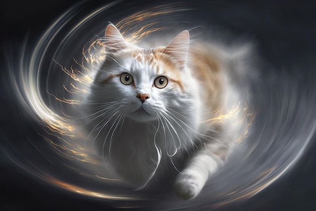 Warp cat divertido animal felino realista espiral imagen Generativa AI AIG15