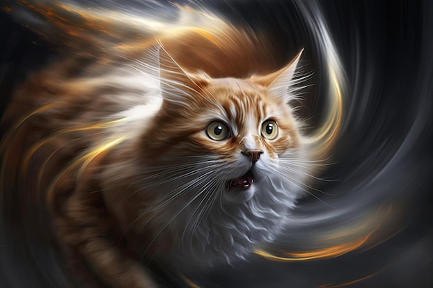 Warp cat divertido animal felino realista espiral imagen Generativa AI AIG15