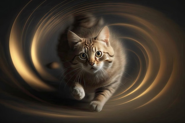 Warp cat engraçado animal felino realista imagem espiral Generative AI AIG15