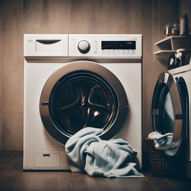Foto waschmaschine mit wäsche