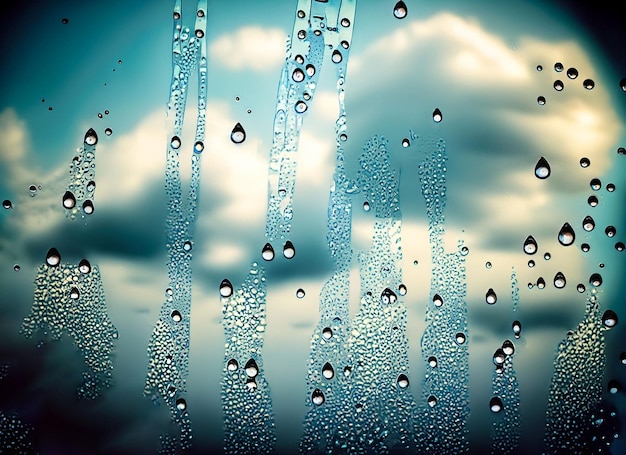 Wasser auf Glas und Wolken filtern