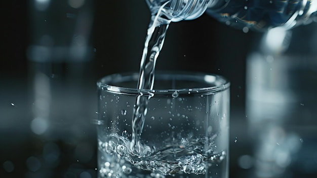 Wasser, das aus einer Flasche in ein Glas gegossen wird
