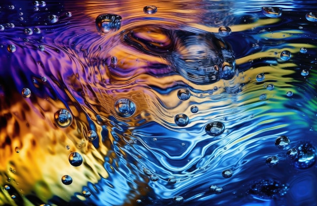 Wasser-Hintergrund, der das Auge mit seinen einzigartigen Formen, Farben und Texturen fesselt Generative KI