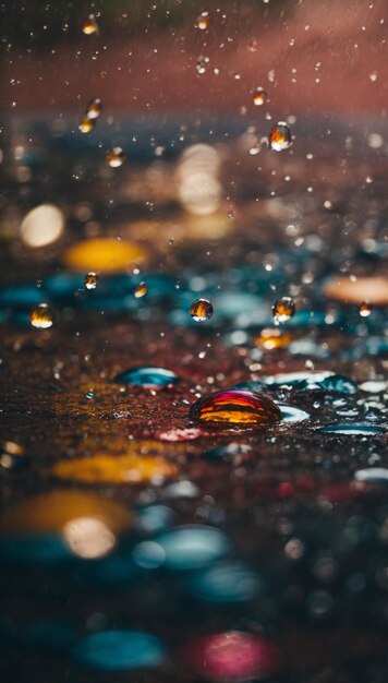 Wasser in regnerischen Tagen auf der Straße, dramatische Szene aus nächster Nähe, feuchtes städtisches Foto