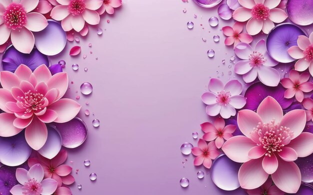 Wasser kreist Blütenblätter im Hintergrund in realistischem Rosa und Lila ein