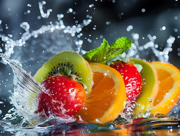 Foto wasser mit früchten