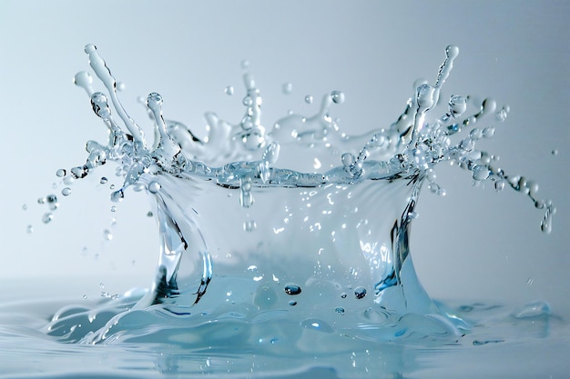 Wasser-Splash-Makro-Close-Up isoliert auf dem weißen Hintergrund