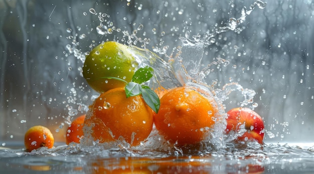 Wasser spritzen auf tropische Früchte Gesundes Lebensmittelkonzept