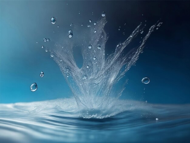 Wasser spritzt in der Luft blau und verschwommen im Hintergrund generativ ai
