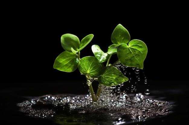 Wasser-Tag-Pflanze in Wasser getaucht in Form eines Herzens