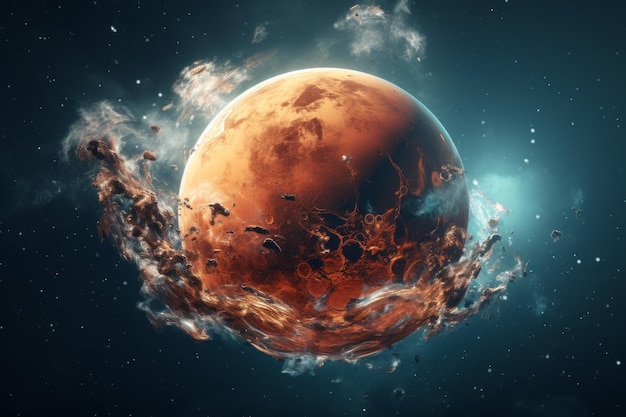 Wasser und der Planet Mars Schönes Illustrationsbild Generative KI