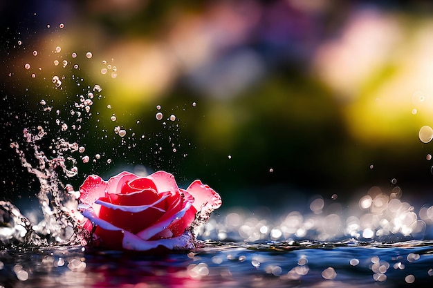 Wasser und Rose Hintergrundbild